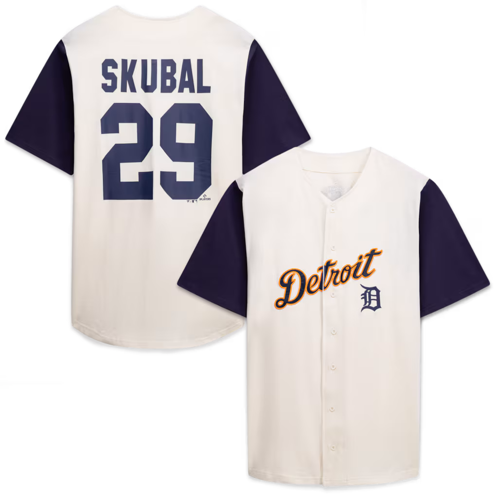 Men's Detroit Tigers Profile Cream/Navy Big & Tall Two-Color Fashion Jersey