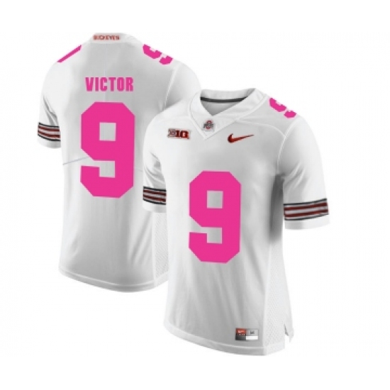 Ohio State Buckeyes 9 Binjimen Victor White 2018 Breast Cancer Awareness College Football Jersey - Ujersey