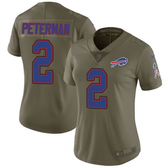 Women's Nike Buffalo Bills #2 Nathan Peterman Limited Olive 2017 Salute to Service NFL Jersey - Ujersey