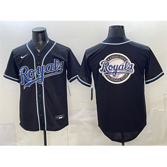 Mens Kansas City Royals Team Big Logo 2026 Fashion Replica Black Out Stitched Baseball Jersey