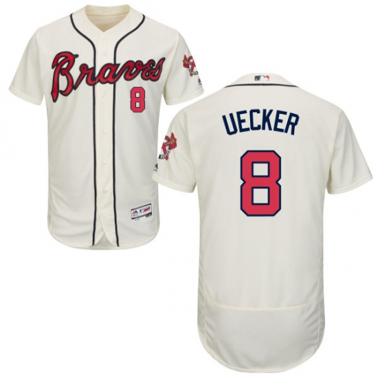 Men's Majestic Atlanta Braves #8 Bob Uecker Cream Alternate Flex Base Authentic Collection MLB Jersey - Ujersey