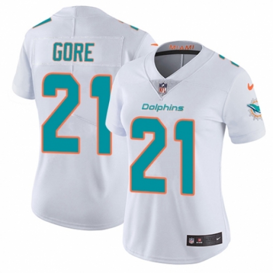 Women's Nike Miami Dolphins #21 Frank Gore White Vapor Untouchable Limited Player NFL Jersey - Ujersey