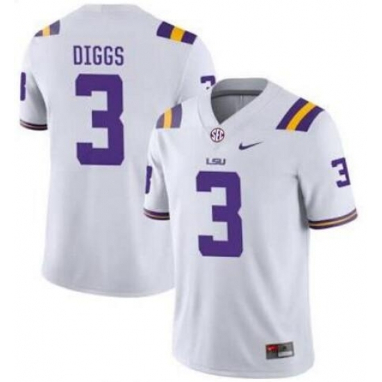 Men's LSU Tigers Logan Diggs #3 White Stitched NCAA Jersey - Ujersey