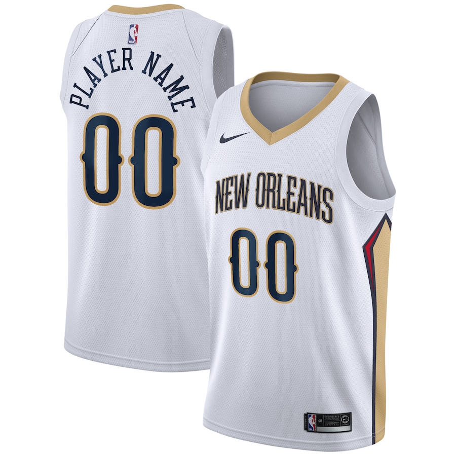 Men's New Orleans Pelicans Nike White Swingman Custom Jersey - Association Edition - Ujersey NHL