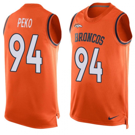 Men's Nike Denver Broncos #94 Domata Peko Limited Orange Player Name & Number Tank Top NFL Jersey - Ujersey