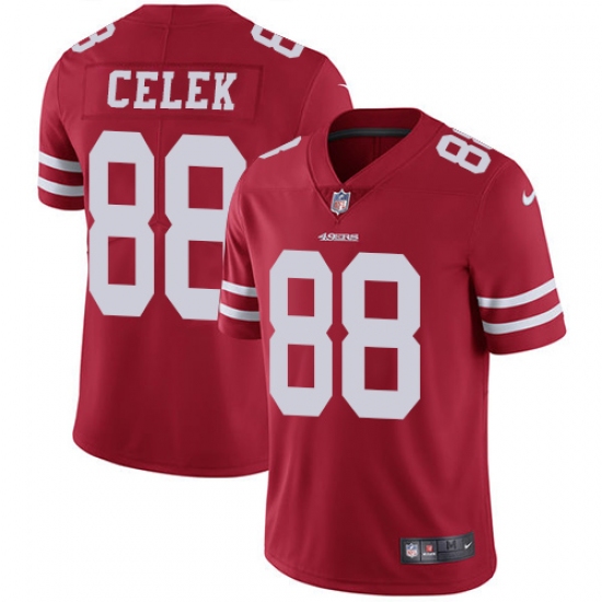 Men's Nike San Francisco 49ers #88 Garrett Celek Red Team Color Vapor Untouchable Limited Player NFL Jersey - Ujersey