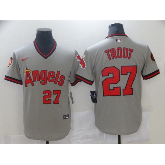Men's Los Angeles Angels of Anaheim #27 Mike Trout Grey Road Flex Base Authentic Jersey - Ujersey