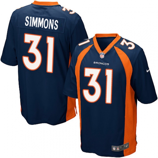 Men's Nike Denver Broncos #31 Justin Simmons Game Navy Blue Alternate NFL Jersey