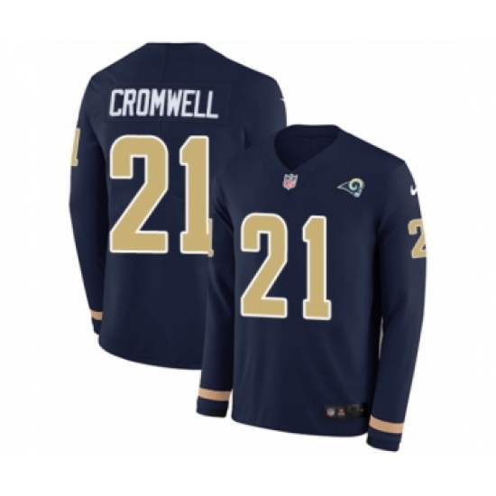 Youth Nike Los Angeles Rams #21 Nolan Cromwell Limited Navy Blue Therma Long Sleeve NFL Jersey - Ujersey