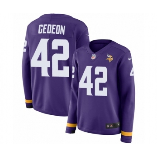 Women's Nike Minnesota Vikings #42 Ben Gedeon Limited Purple Therma Long Sleeve NFL Jersey - Ujersey