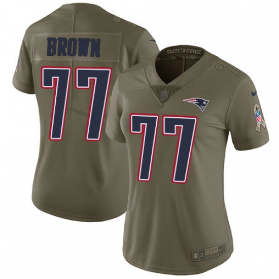Women's Nike New England Patriots #77 Trent Brown Limited Olive 2017 Salute to Service NFL Jersey - Ujersey