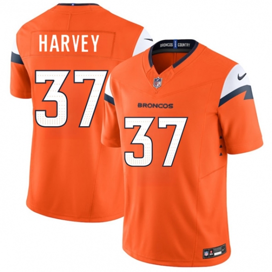 Men's Denver Broncos #37 RJ Harvey Orange 2025 Draft F.U.S.E. Vapor Limited Football Stitched Jersey - Ujersey