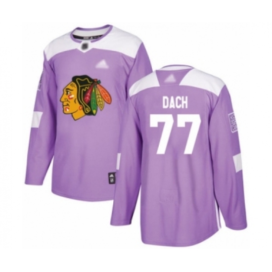 Youth Chicago Blackhawks #77 Kirby Dach Authentic Purple Fights Cancer Practice Hockey Jersey - Ujersey