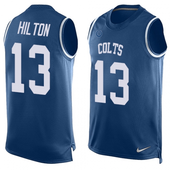 Men's Nike Indianapolis Colts #13 T.Y. Hilton Limited Royal Blue Player Name & Number Tank Top NFL Jersey - Ujersey