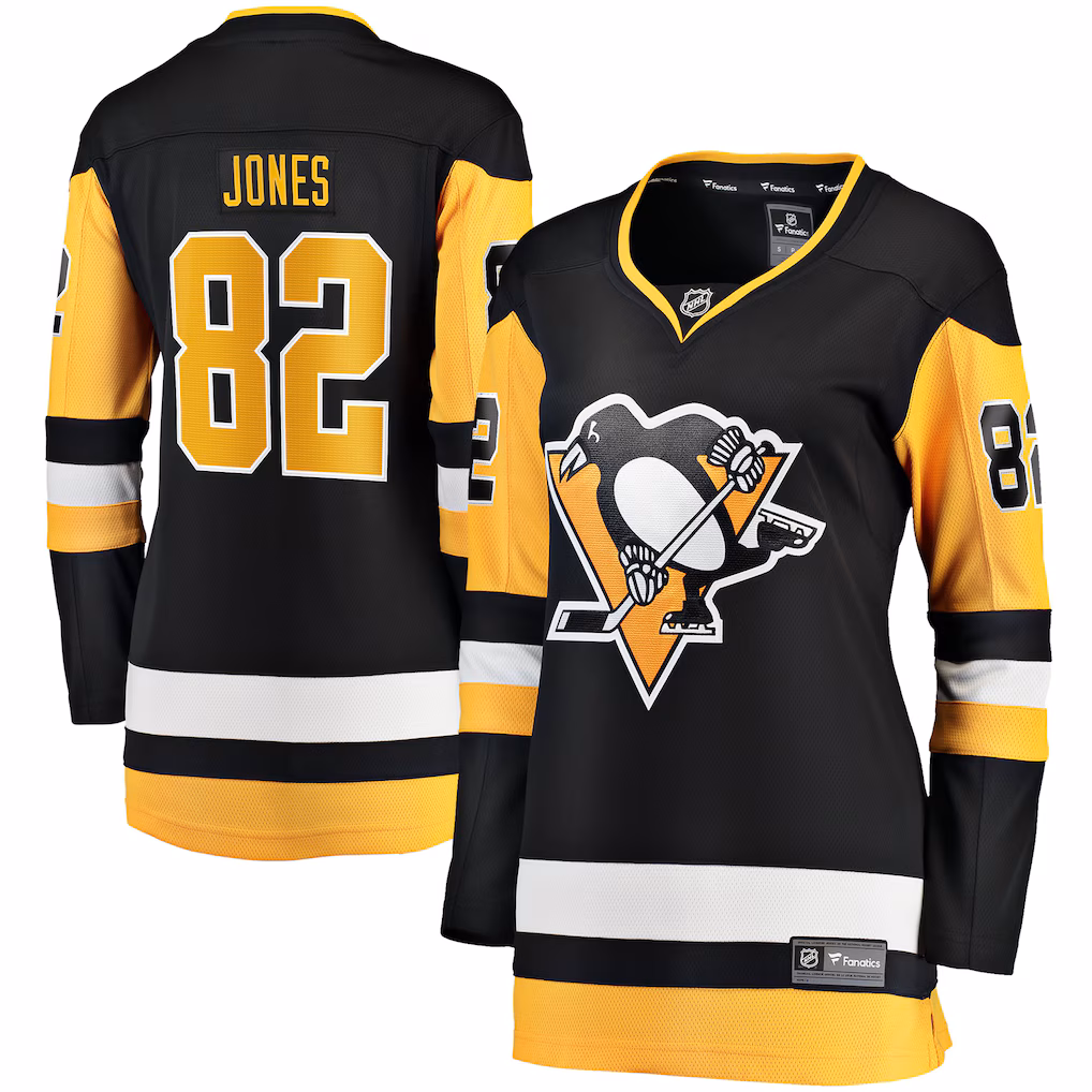 Women's Pittsburgh Penguins Caleb Jones Fanatics Black Home Breakaway Jersey - Ujersey