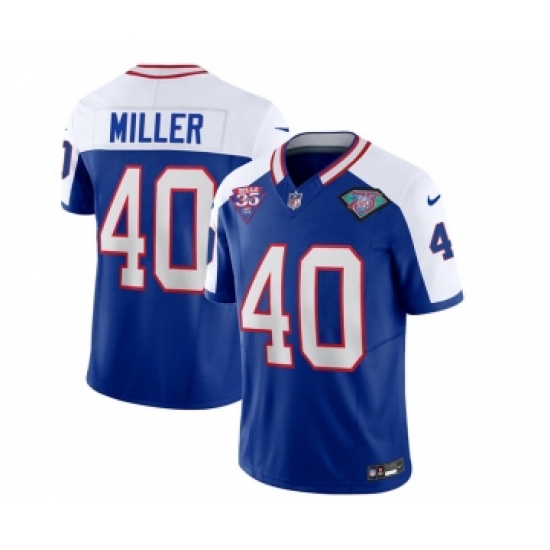 Men's Nike Buffalo Bills #40 Von Miller Blue White 2023 F.U.S.E. 75th Anniversary Throwback Vapor Untouchable Limited Football Stitched Jersey - Ujersey