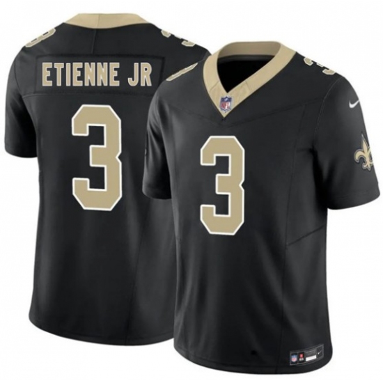 Men's New Orleans Saints #3 Travis Etienne Jr Black 2026 F.U.S.E Vapor Limited Football Stitched Jersey