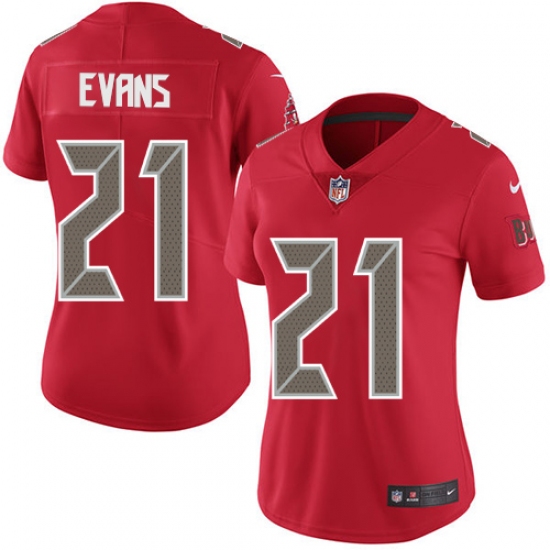 Women's Nike Tampa Bay Buccaneers #21 Justin Evans Limited Red Rush Vapor Untouchable NFL Jersey - Ujersey