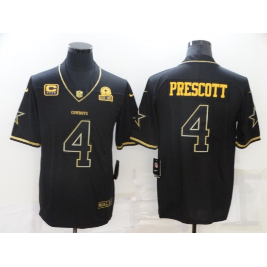Men's Dallas Cowboys #4 Dak Prescott Nike Black Gold Throwback Limited Jersey - Ujersey