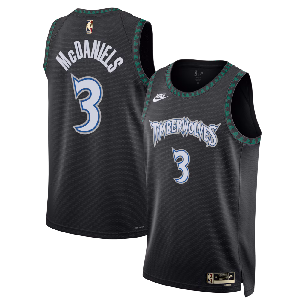 Unisex Minnesota Timberwolves Jaden McDaniels Nike Black Swingman Jersey - Classic Edition - Vujersey Los Angeles Rams