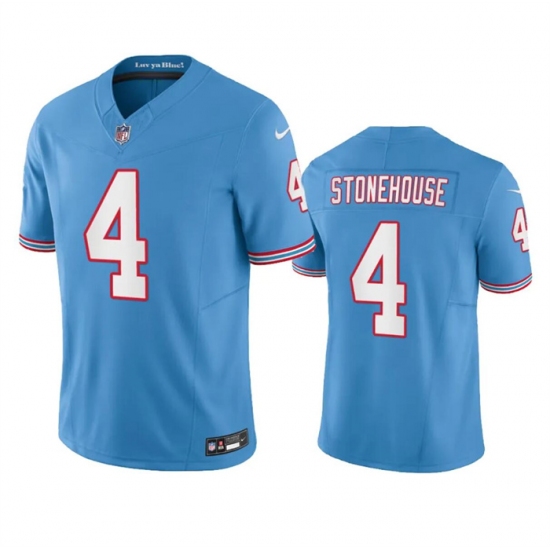 Men's Tennessee Titans #4 Ryan Stonehouse Light Blue 2023 F.U.S.E. Vapor Limited Throwback Football Stitched Jersey - Ujersey