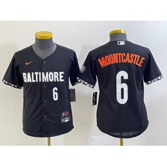 Youth Baltimore Orioles #6 Ryan Mountcastle Number Black 2023 City Connect Cool Base Stitched Jersey 1 - Ujersey