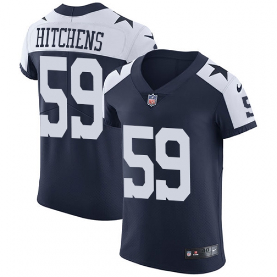 Men's Nike Dallas Cowboys #59 Anthony Hitchens Navy Blue Throwback Alternate Vapor Untouchable Elite Player NFL Jersey - Ujersey