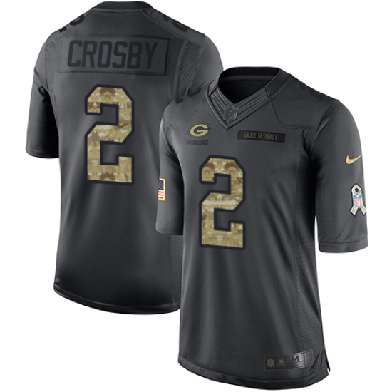 Youth Nike Green Bay Packers #2 Mason Crosby Limited Black 2016 Salute to Service NFL Jersey - Ujersey