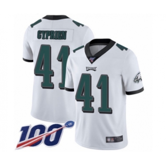 Men's Philadelphia Eagles #41 Johnathan Cyprien White Vapor Untouchable Limited Player 100th Season Football Jersey - Ujersey