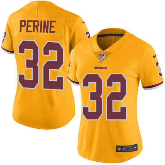 Women's Nike Washington Redskins #32 Samaje Perine Limited Gold Rush Vapor Untouchable NFL Jersey