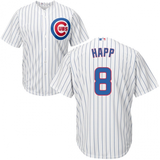 Youth Majestic Chicago Cubs #8 Ian Happ Authentic White Home Cool Base MLB Jersey - Ujersey