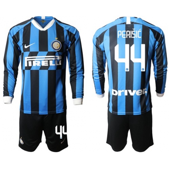 Inter Milan #44 Perisic Home Long Sleeves Soccer Club Jersey