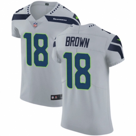 Men's Nike Seattle Seahawks #18 Jaron Brown Grey Alternate Vapor Untouchable Elite Player NFL Jersey - Ujersey