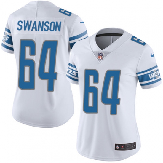 Women's Nike Detroit Lions #64 Travis Swanson Elite White NFL Jersey - Ujersey