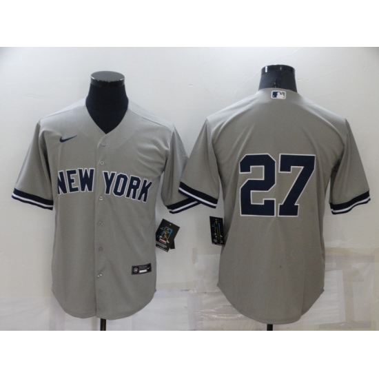 Men's Nike New York Yankees #27 Giancarlo Stanton Gray Stitched Baseball Jersey - Ujersey