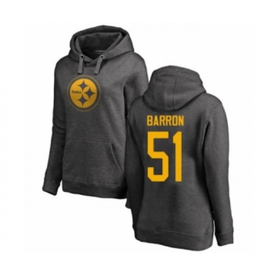 Women's Pittsburgh Steelers #51 Mark Barron Ash One Color Pullover Hoodie - Ujersey