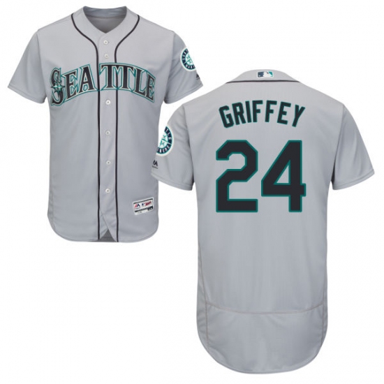 Men's Majestic Seattle Mariners #24 Ken Griffey Grey Road Flex Base Authentic Collection MLB Jersey - Ujersey