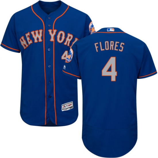 Men's Majestic New York Mets #4 Wilmer Flores Royal/Gray Alternate Flex Base Authentic Collection MLB Jersey - Ujersey