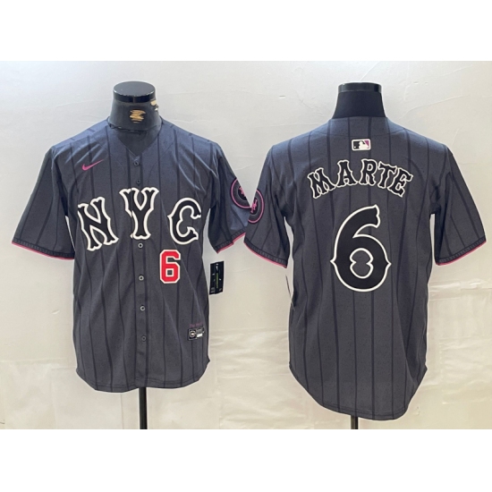 Men's New York Mets #6 Starling Marte Gray 2024 City Connect Cool Base Stitched Jerseys - Ujersey