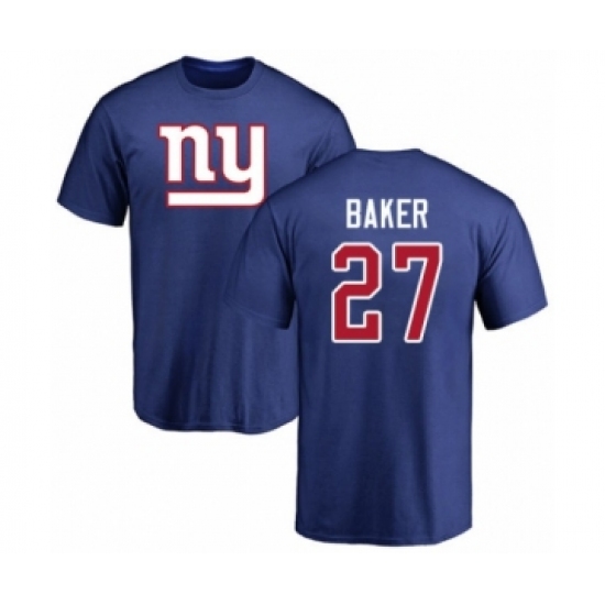 Football New York Giants #27 Deandre Baker Royal Blue Name & Number Logo T-Shirt - Ujersey