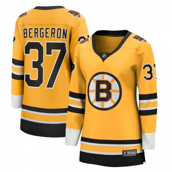 Women's Boston Bruins #37 Patrice Bergeron Fanatics Branded Gold 2020-21 Special Edition Breakaway Player Jersey - Ujersey
