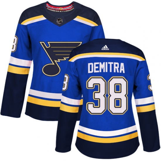 Women's Adidas St. Louis Blues #38 Pavol Demitra Authentic Royal Blue Home NHL Jersey - Ujersey