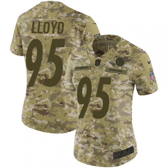 Women's Nike Pittsburgh Steelers #95 Greg Lloyd Limited Camo 2018 Salute to Service NFL Jersey - Ujersey