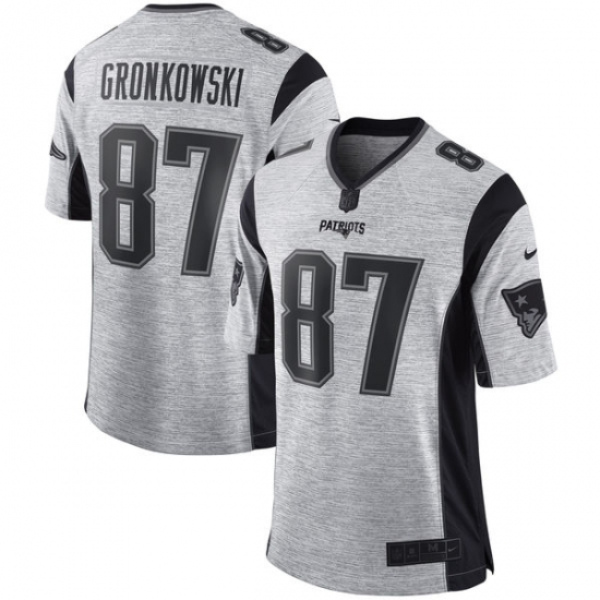 Men's Nike New England Patriots #87 Rob Gronkowski Limited Gray Gridiron II NFL Jersey - Ujersey