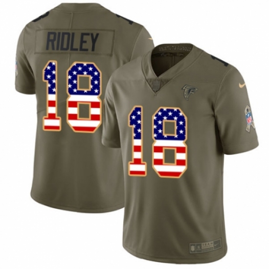 Youth Nike Atlanta Falcons #18 Calvin Ridley Limited Olive USA Flag 2017 Salute to Service NFL Jersey - Ujersey