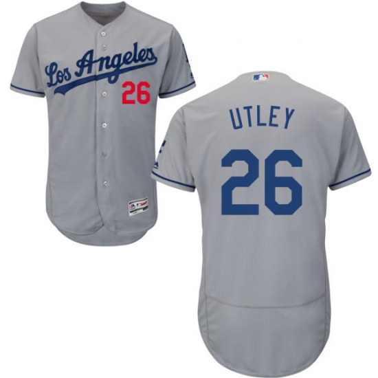 Men's Majestic Los Angeles Dodgers #26 Chase Utley Grey Flexbase Authentic Collection MLB Jersey - Ujersey