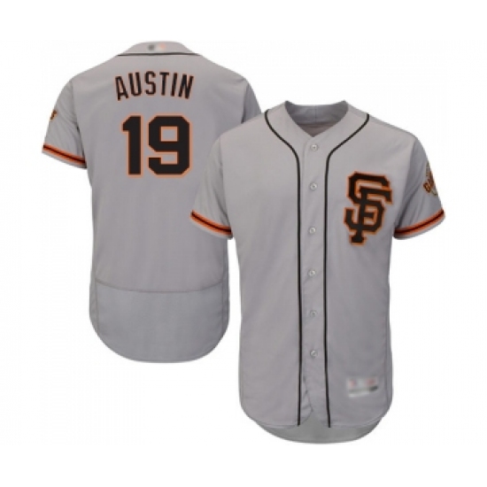 Men's San Francisco Giants #19 Tyler Austin Grey Alternate Flex Base Authentic Collection Baseball Jersey - Ujersey