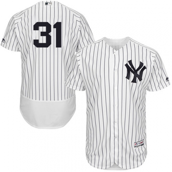 Men's Majestic New York Yankees #31 Aaron Hicks White/Navy Flexbase Authentic Collection MLB Jersey - Ujersey