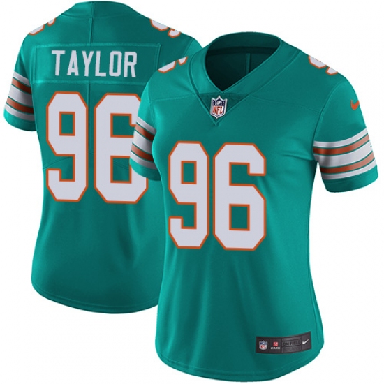 Women's Nike Miami Dolphins #96 Vincent Taylor Aqua Green Alternate Vapor Untouchable Limited Player NFL Jersey - Ujersey