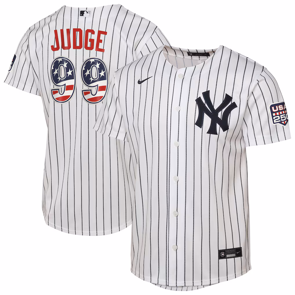 Youth New York Yankees Aaron Judge Nike White USA 250 Fourth of July Home Replica Jersey - Ujersey